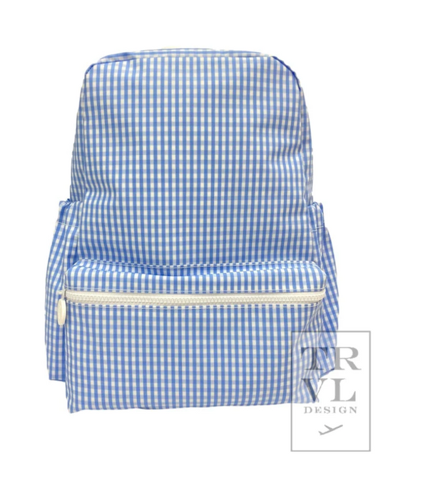 TRVL Design Wipeable Backpack- Gingham Sky