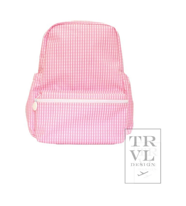 TRVL Design Wipeable Backpack- Gingham Pink