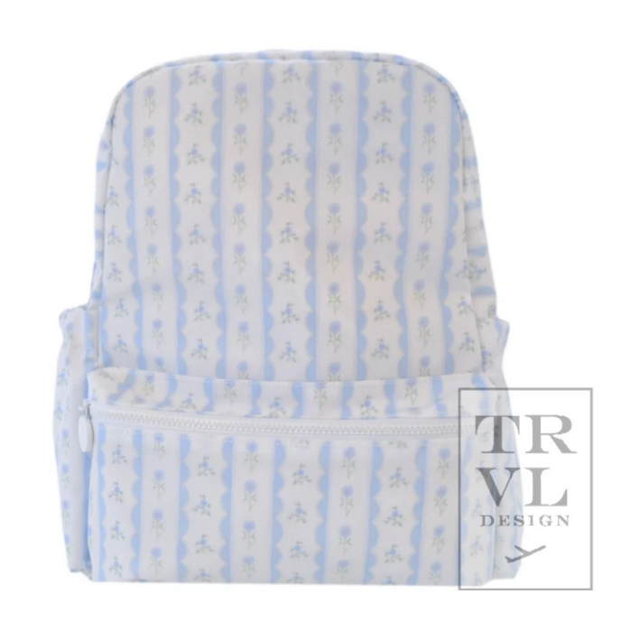 TRVL Design Wipeable Backpack- Ribbon Floral Blue