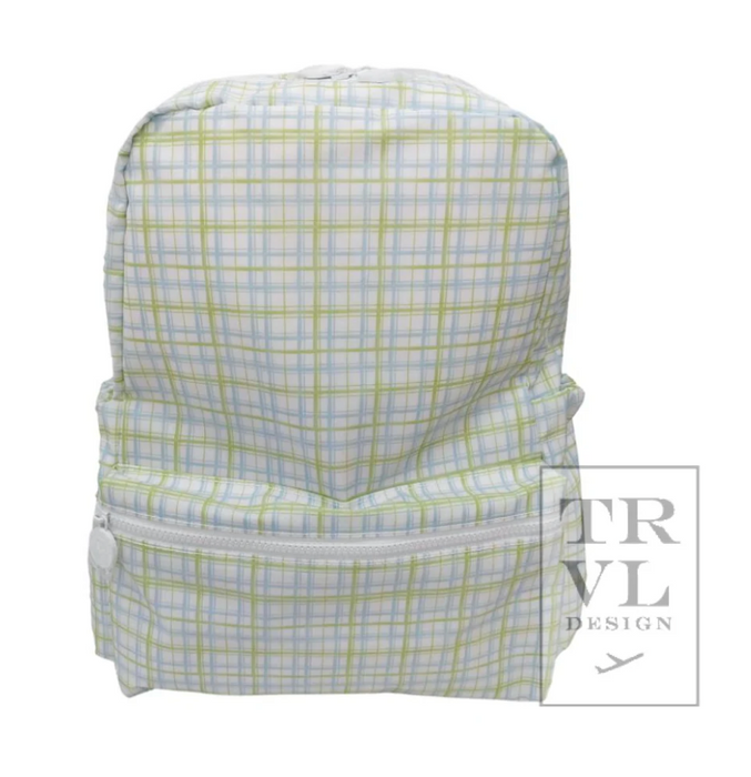 TRVL Design Wipeable Backpack- Classic Plaid Green