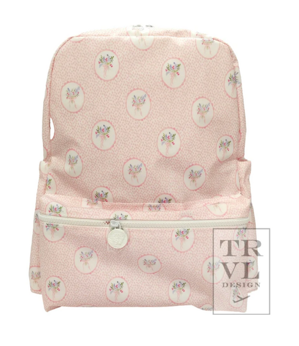 TRVL Design Wipeable Backpack- Floral Medallion Pink